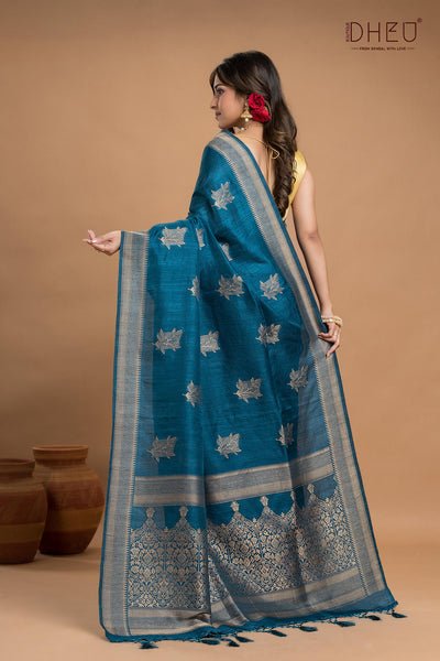 Designer Jute Munga Silk Saree