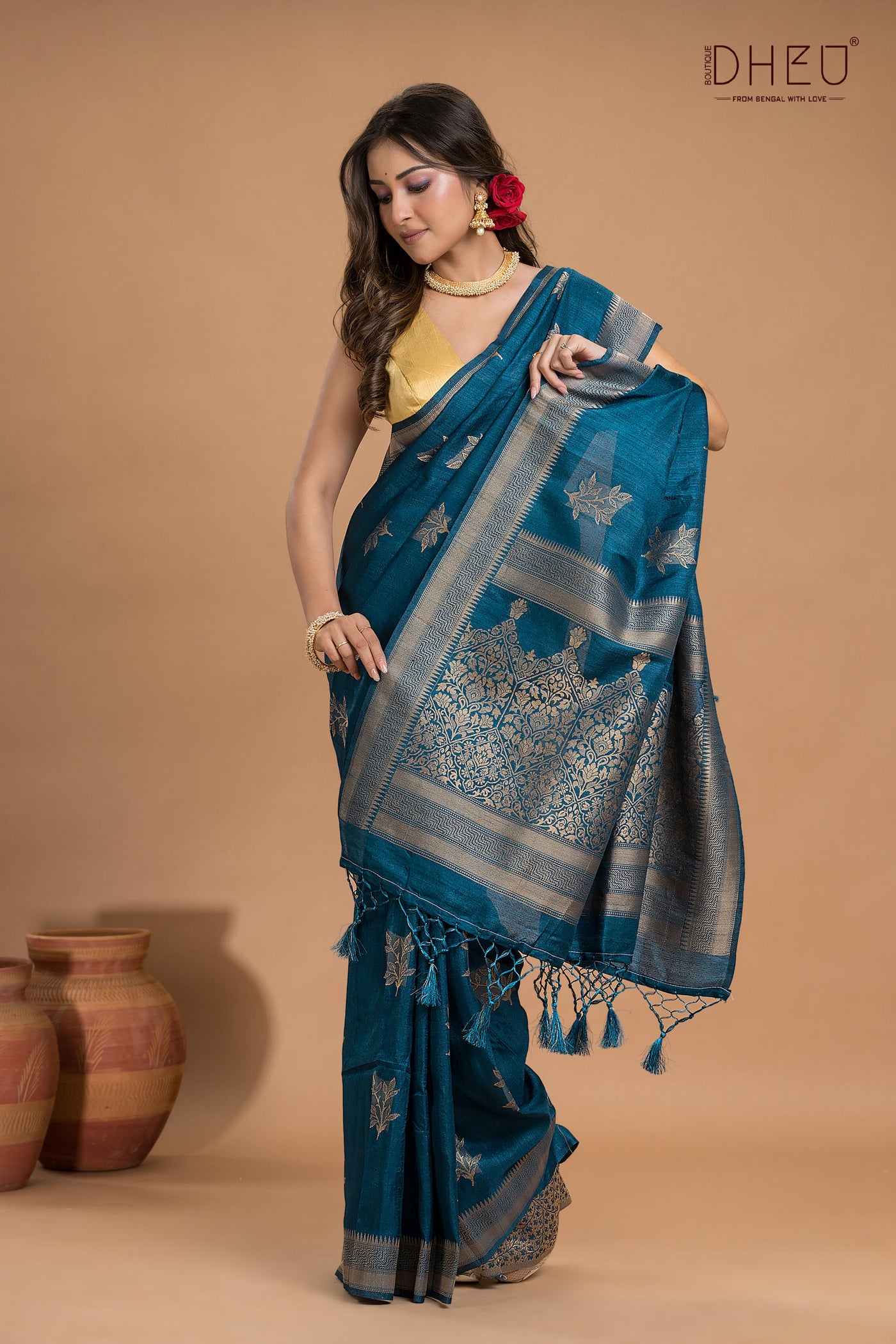 Designer Jute Munga Silk Saree