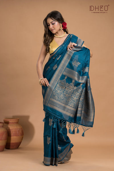 Designer Jute Munga Silk Saree