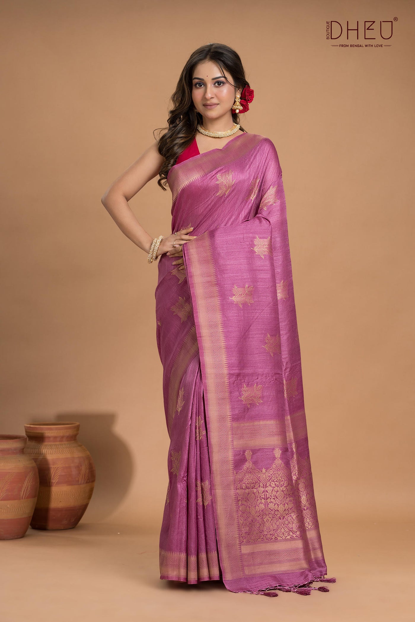 Designer Jute Munga Silk Saree