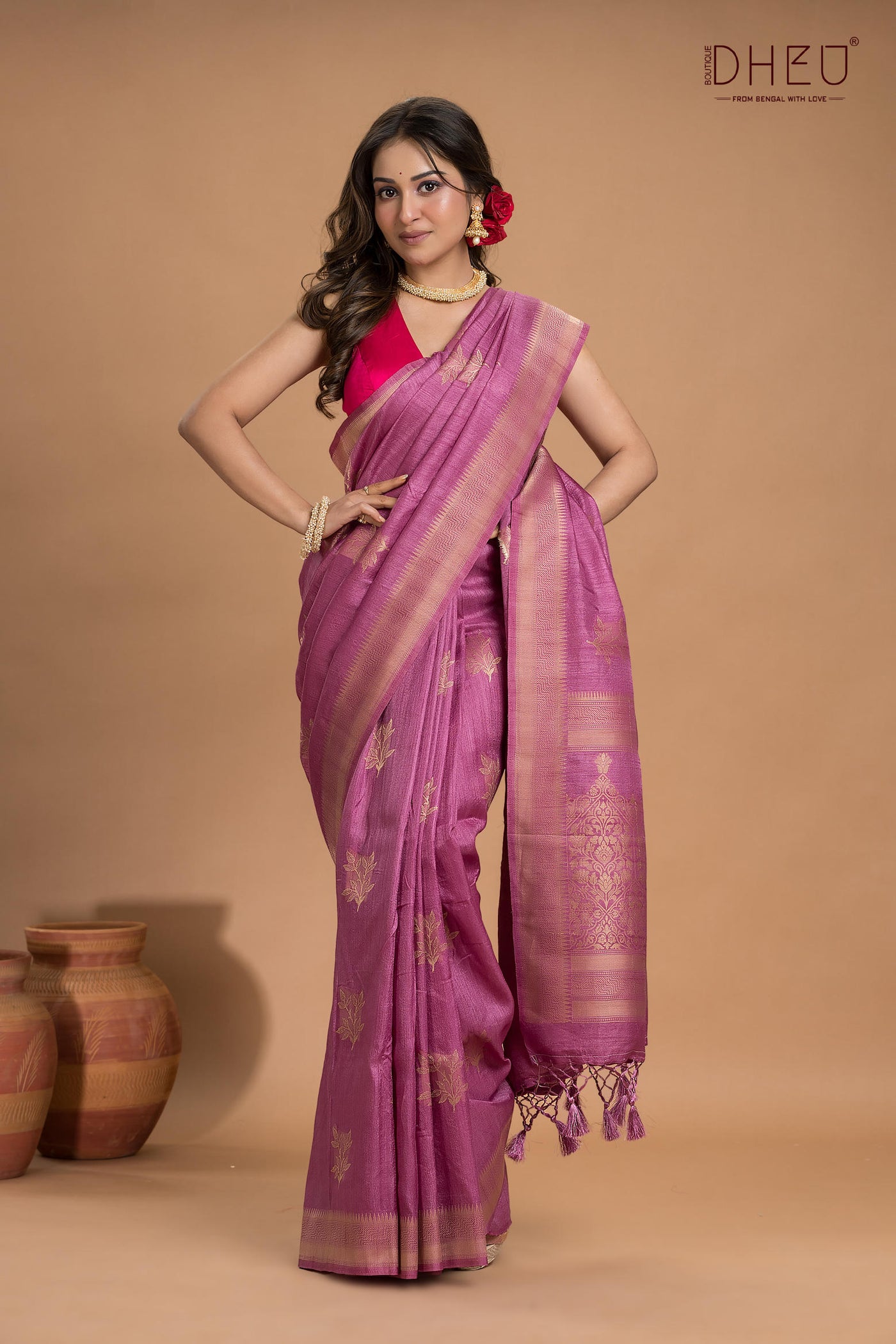 Designer Jute Munga Silk Saree