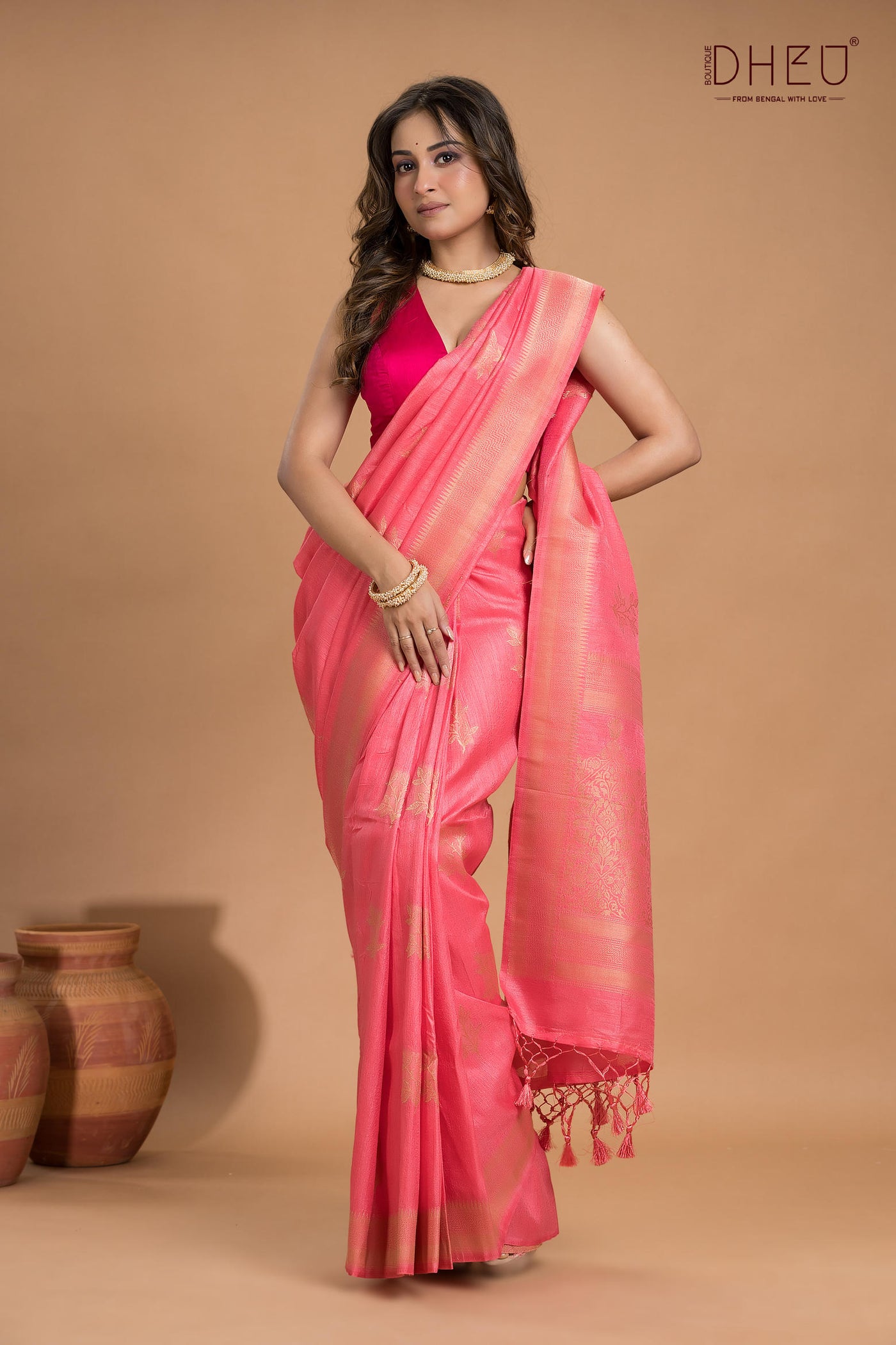 Designer Jute Munga Silk Saree