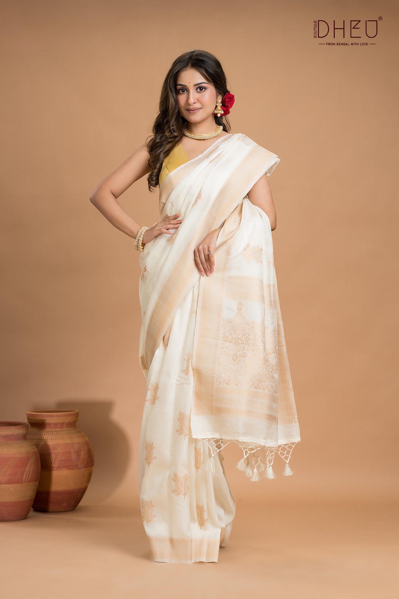 Designer Jute Munga Silk Saree