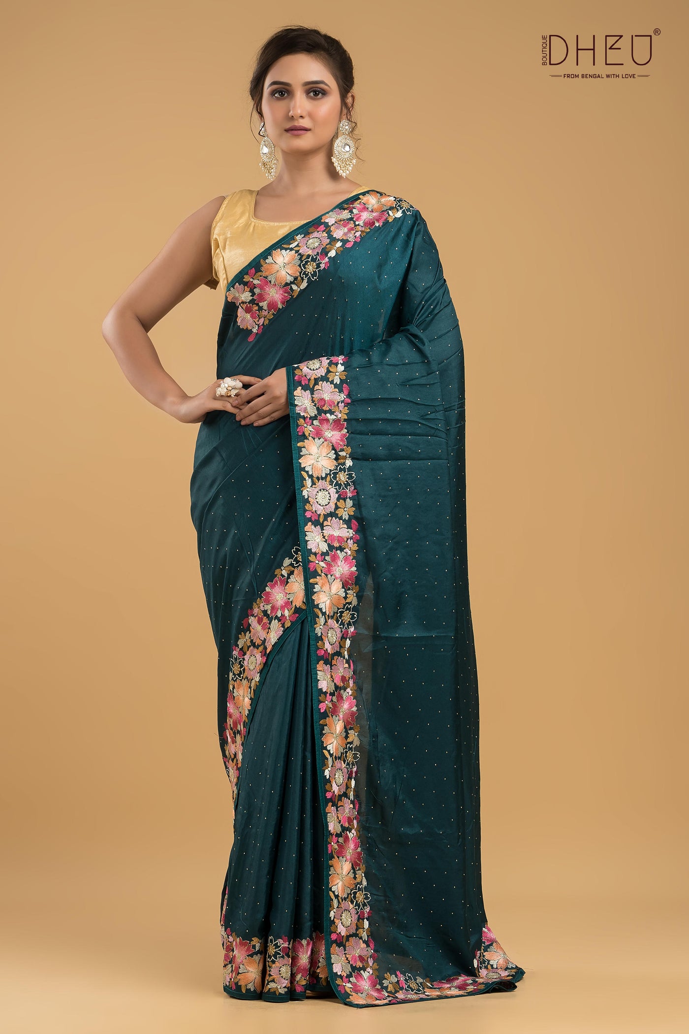 Embroidery Silk Jimmy Choo Saree