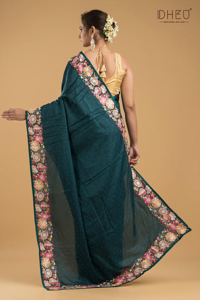 Embroidery Silk Jimmy Choo Saree