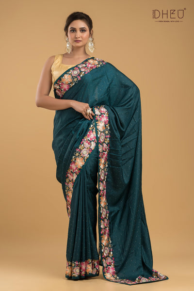 Embroidery Silk Jimmy Choo Saree