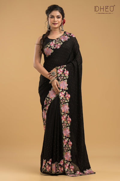Embroidery Silk Jimmy Choo Saree