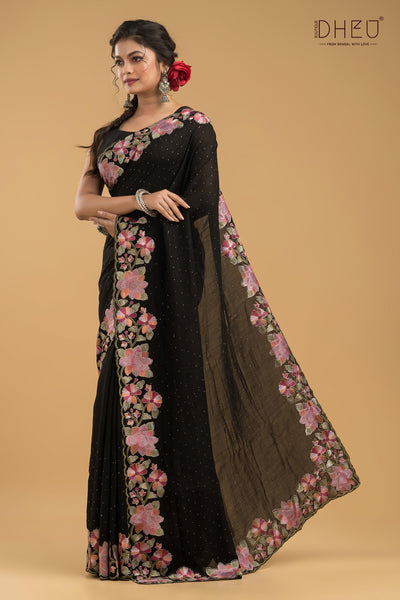 Embroidery Silk Jimmy Choo Saree