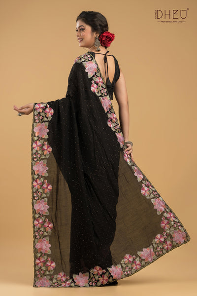 Embroidery Silk Jimmy Choo Saree