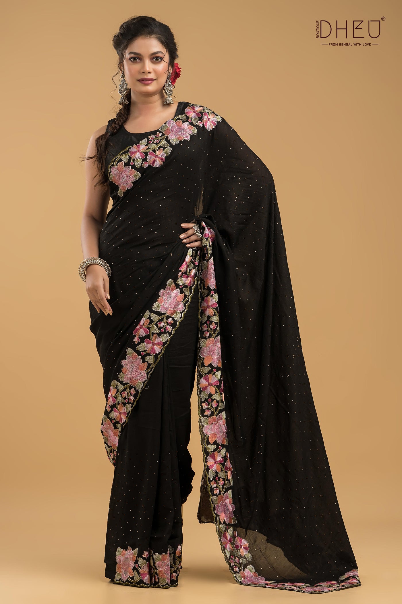 Embroidery Silk Jimmy Choo Saree
