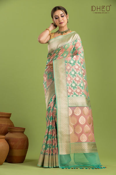Designer Minakari Muslin Saree