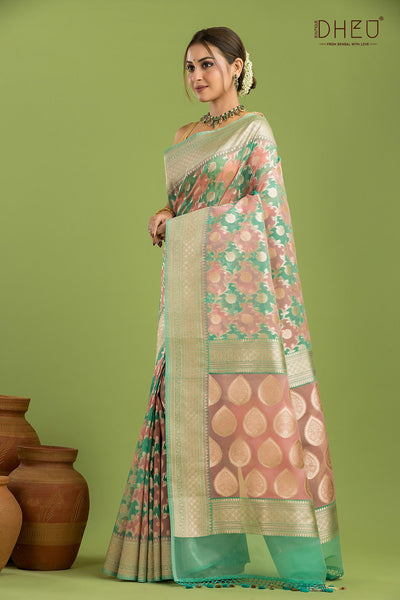 Designer Minakari Muslin Saree
