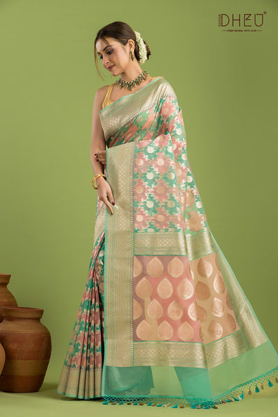 Designer Minakari Muslin Saree