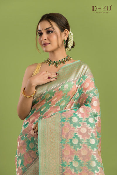 Designer Minakari Muslin Saree
