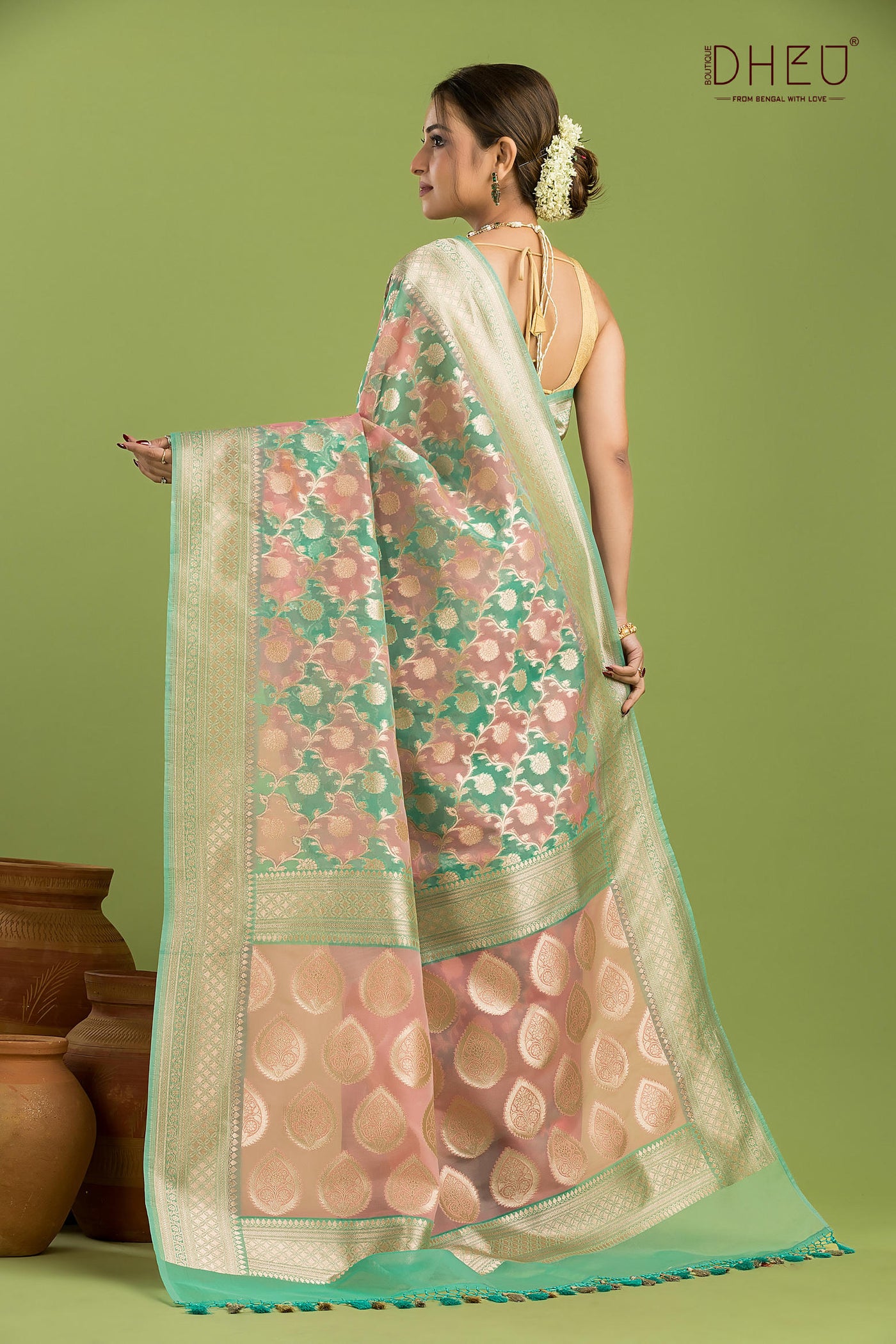 Designer Minakari Muslin Saree