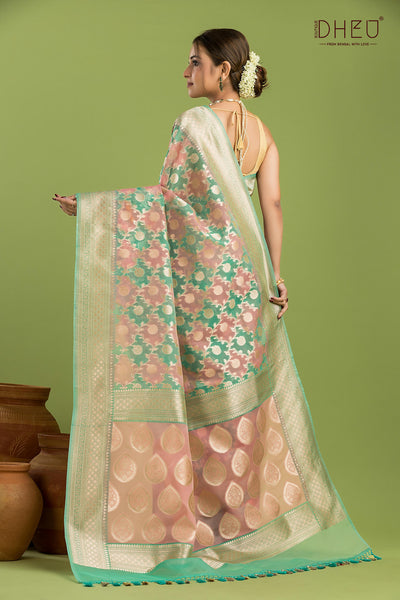 Designer Minakari Muslin Saree