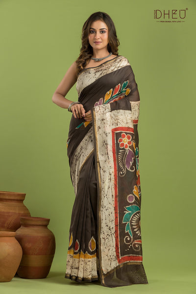 Exclusive Batik Chanderi Silk Saree