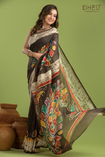 Exclusive Batik Chanderi Silk Saree