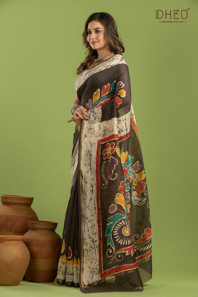 Exclusive Batik Chanderi Silk Saree