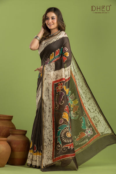 Exclusive Batik Chanderi Silk Saree