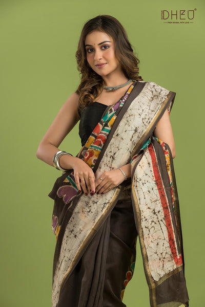 Exclusive Batik Chanderi Silk Saree