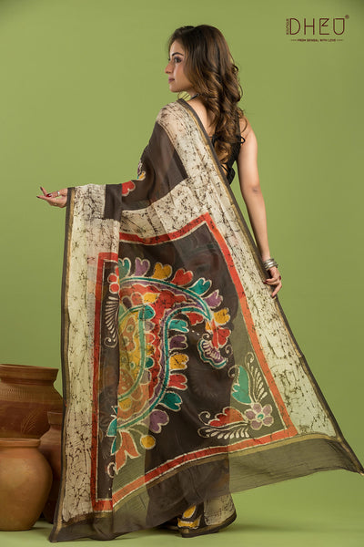 Exclusive Batik Chanderi Silk Saree