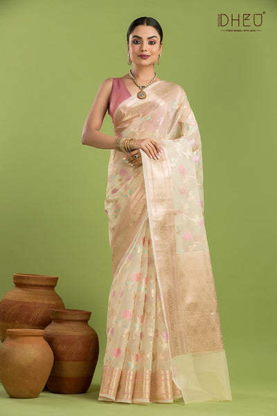 Designer Minakari Muslin Saree