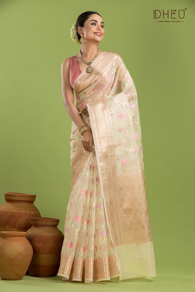 Designer Minakari Muslin Saree