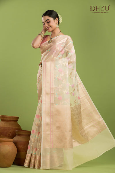 Designer Minakari Muslin Saree