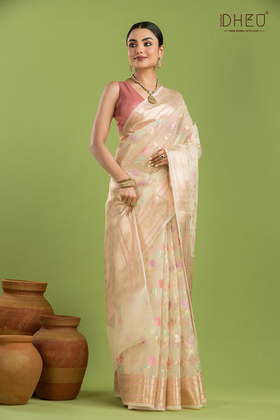 Designer Minakari Muslin Saree