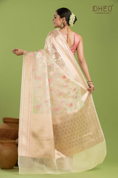 Designer Minakari Muslin Saree