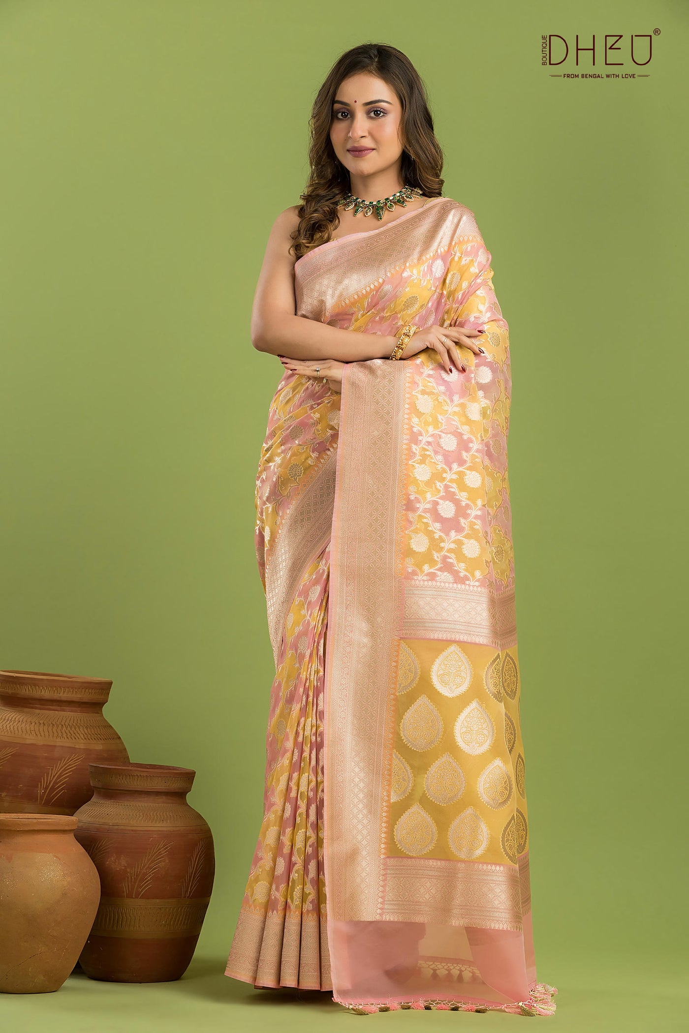 Designer Minakari Muslin Saree