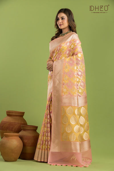 Designer Minakari Muslin Saree