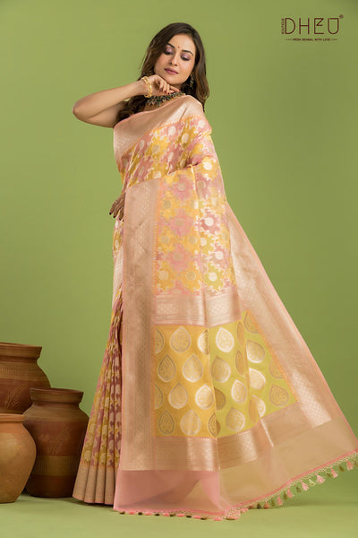 Designer Minakari Muslin Saree