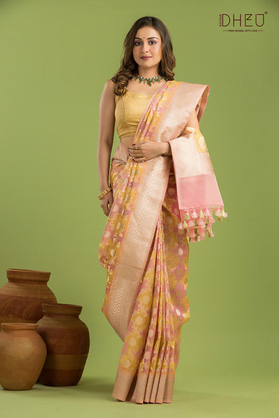Designer Minakari Muslin Saree