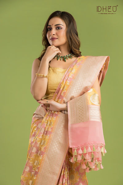 Designer Minakari Muslin Saree