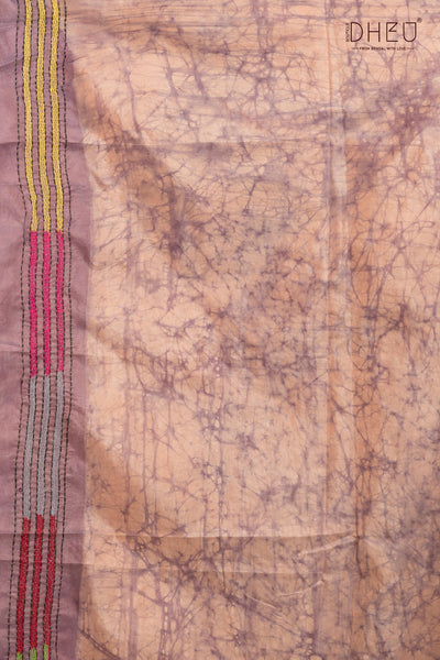Bangalore Silk Kantha Stitch Saree (Silk Mark Certified)