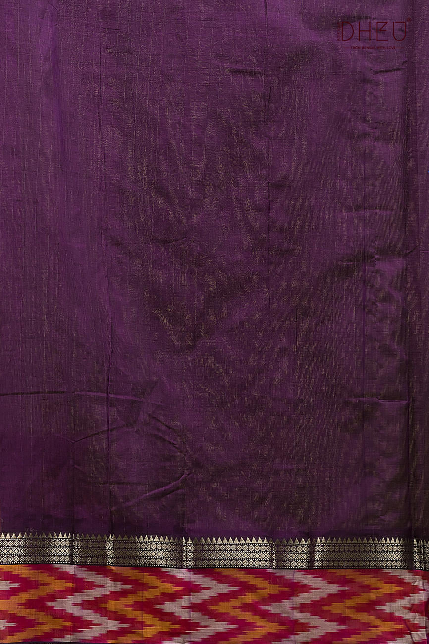 Pure Silk Ikkat Par Mangalagiri Saree (Silk Mark Certified)
