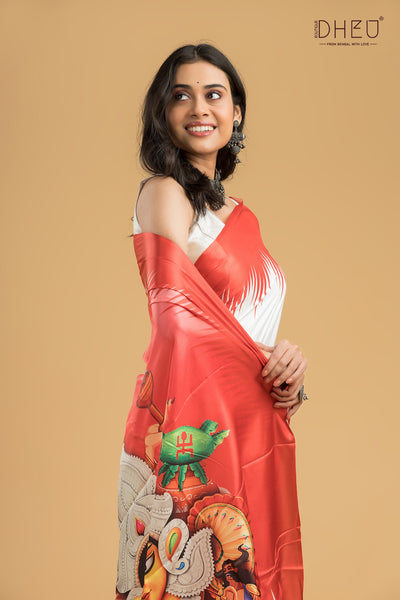 Digital Printed Silk Saree