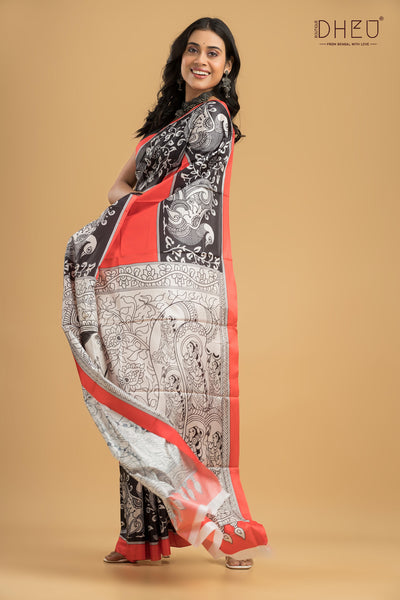 Digital Printed Silk Saree