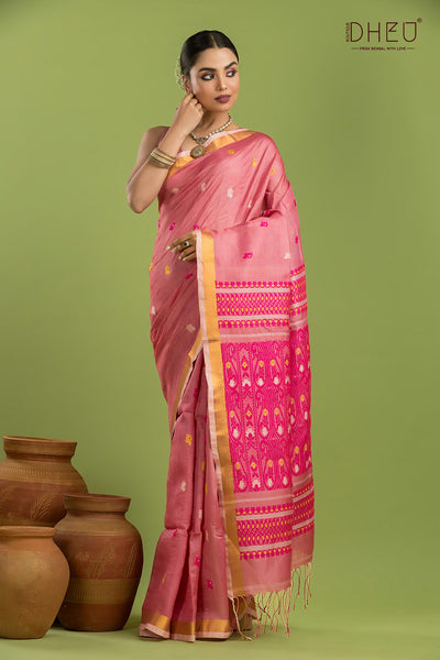 Pure Tussar Silk Jamdani Saree (Silk Mark Certified)