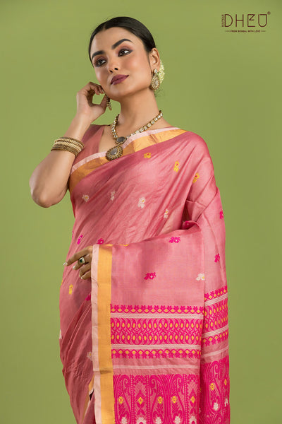 Pure Tussar Silk Jamdani Saree (Silk Mark Certified)
