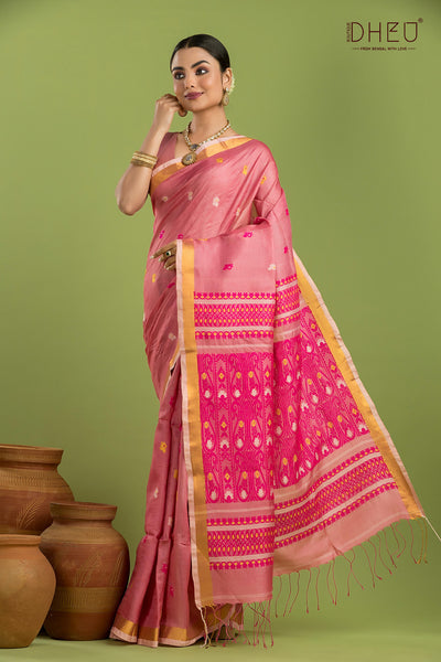 Pure Tussar Silk Jamdani Saree (Silk Mark Certified)