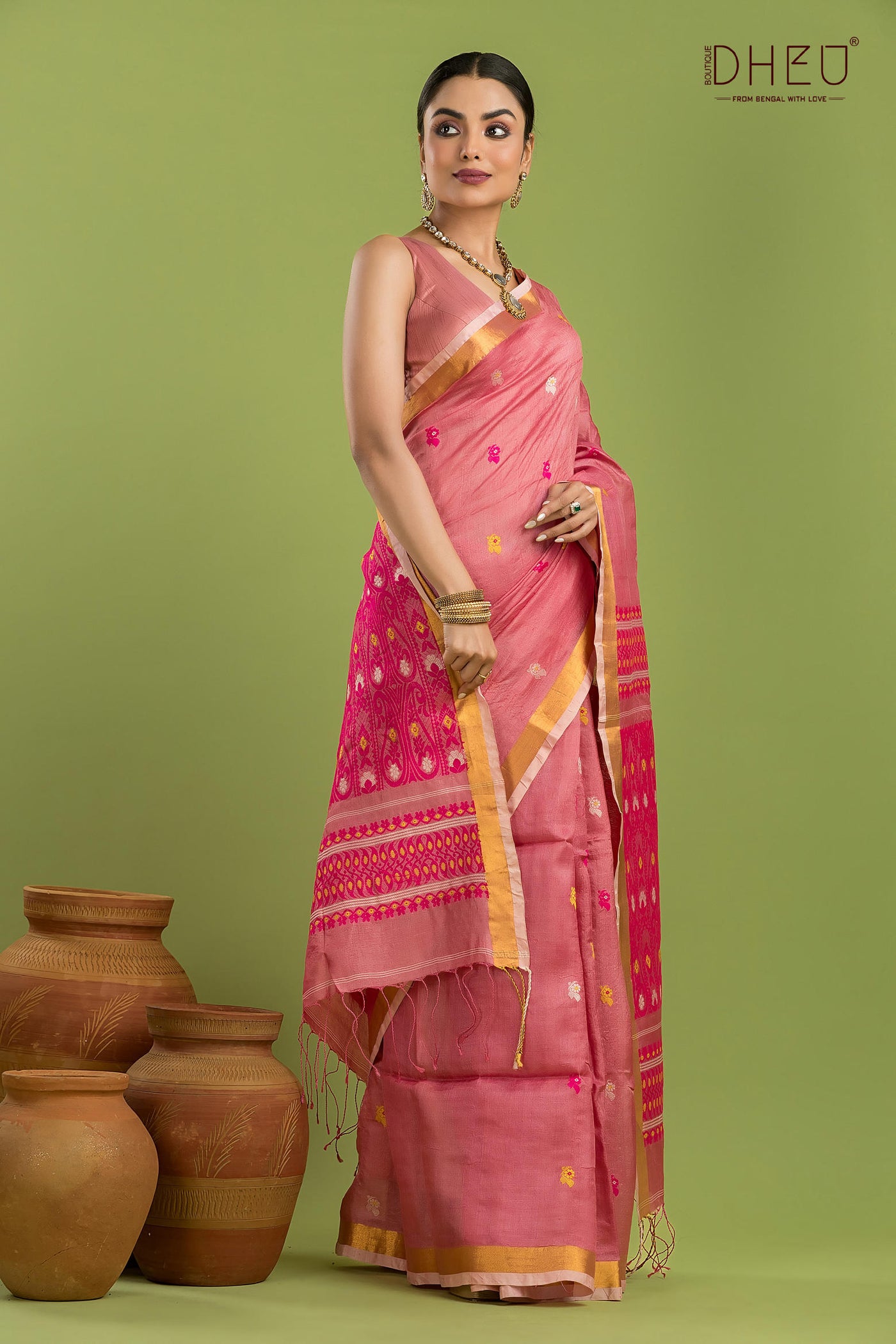 Pure Tussar Silk Jamdani Saree (Silk Mark Certified)