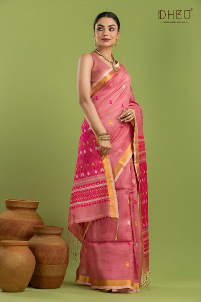 Pure Tussar Silk Jamdani Saree (Silk Mark Certified)