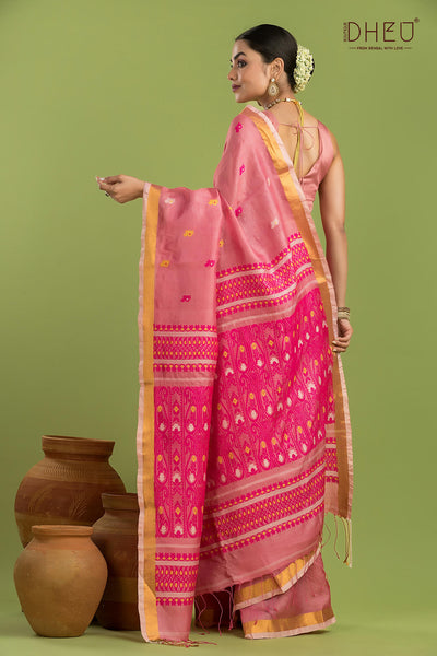 Pure Tussar Silk Jamdani Saree (Silk Mark Certified)