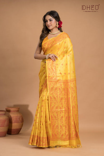Pure Tussar Silk Jamdani Saree (Silk Mark Certified)