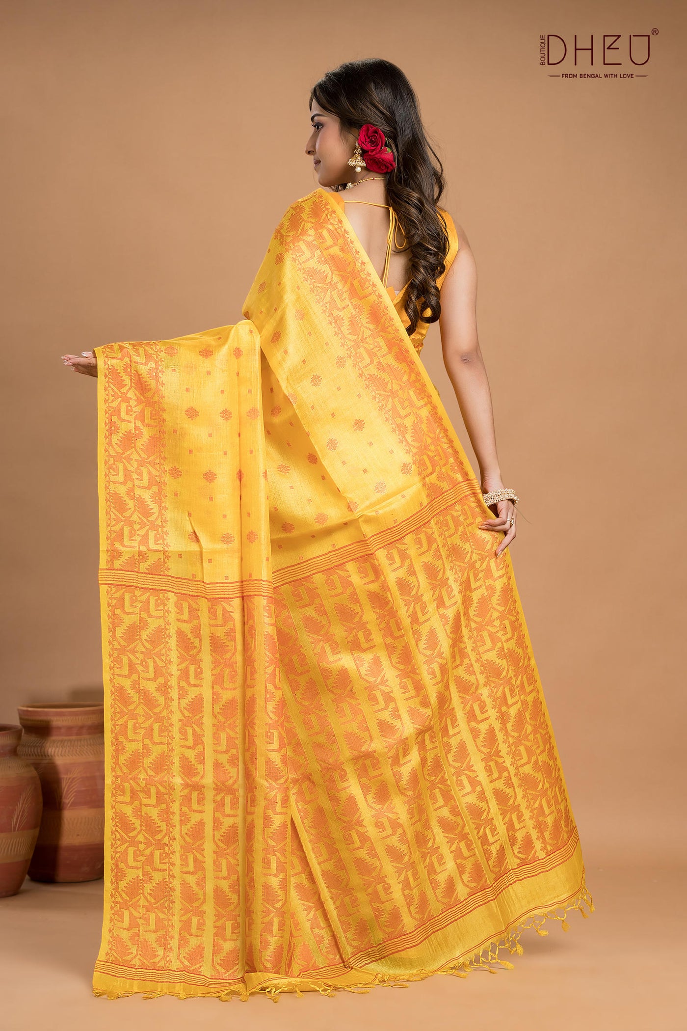 Pure Tussar Silk Jamdani Saree (Silk Mark Certified)