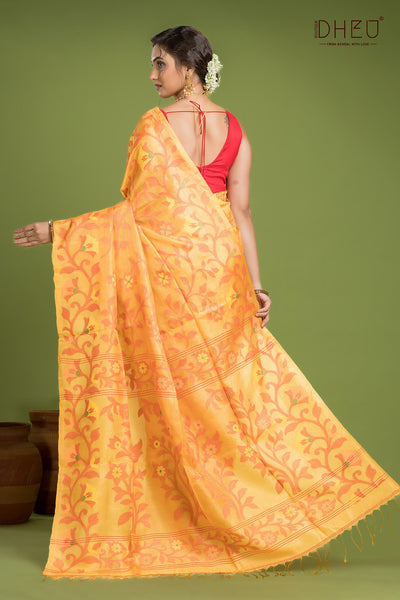 Pure Tussar Silk Jamdani Saree (Silk Mark Certified)