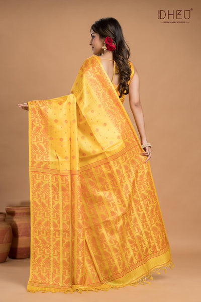 Pure Tussar Silk Jamdani Saree (Silk Mark Certified)